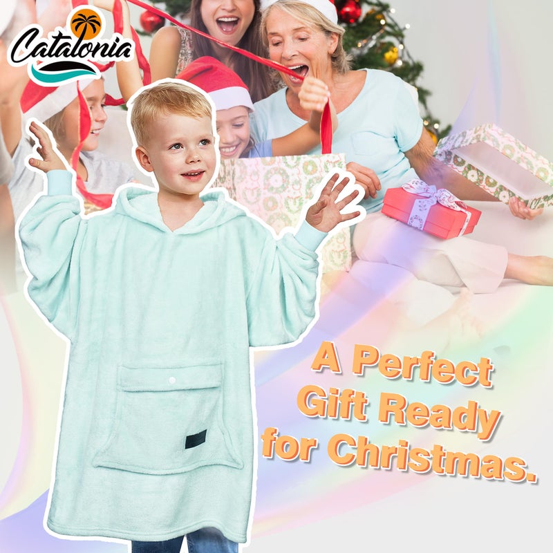 Catalonia Catalonia Wearable Blanket Hoodie for Kids  Oversized Wearable Fleece Pullover with Large Front Pocket  Ages 4-12  Valentine's Day Gifts for Kids  - Image 5