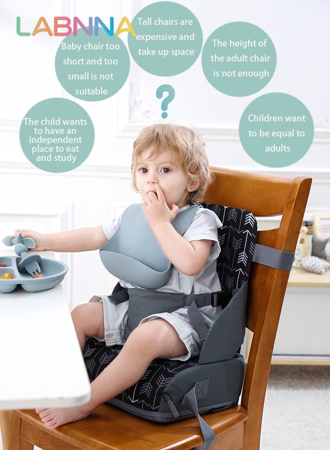 LABNNA Booster Seat for Kitchen Chair,Toddler Booster Seats with Adjustable Washable Safety Belts Kitchen Dining Table Booster Seat, Portable Travel Increasing Cushion for Baby Child Kid Boy Girl Foldable Child Booster Seat Cushion with Easy-Clean Feature and Adjustable Configuration for Babies - Image 3