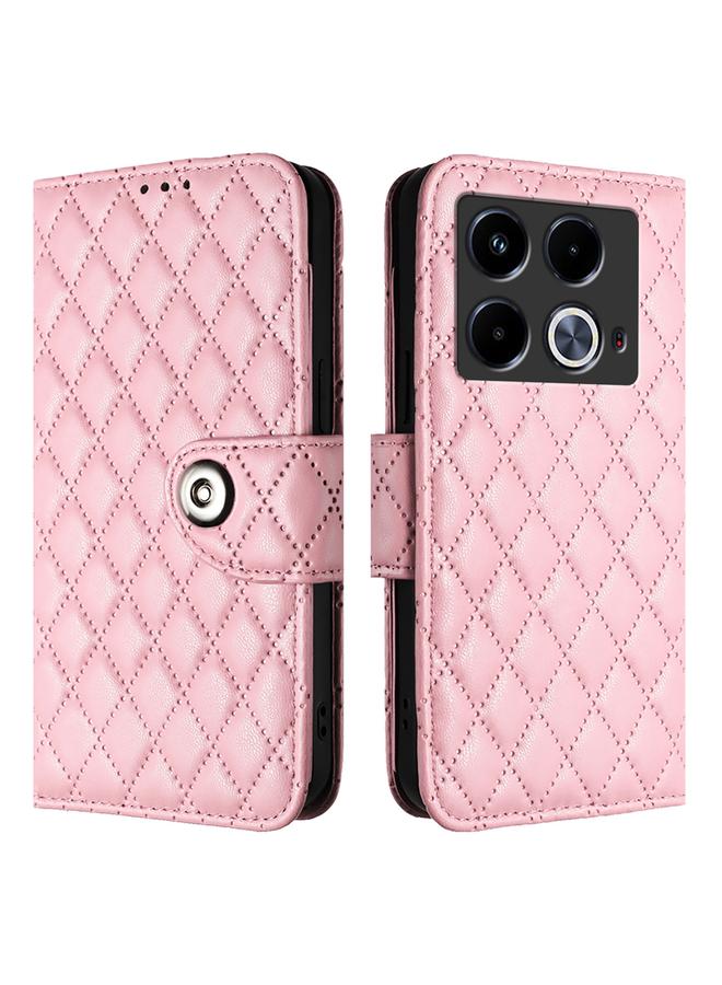 S-TOP Case For Infinix Note 40 4G Rhombic Texture Flip Leather Phone Case with Lanyard - Image 2