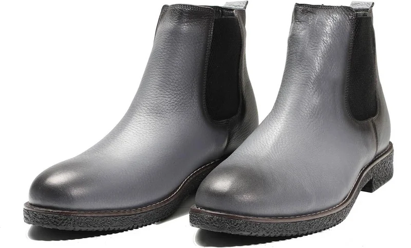 دوفي Gray Men's Leather Flat Boots
