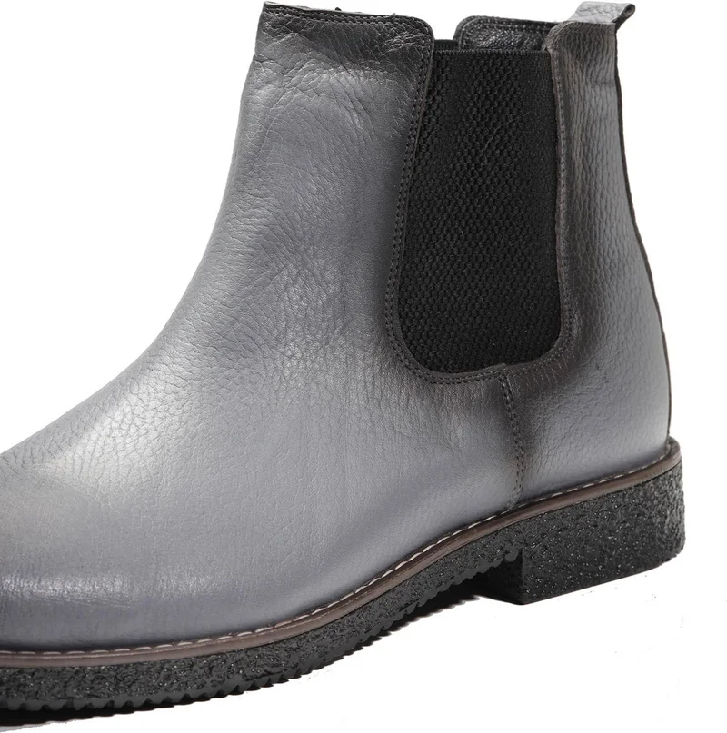 دوفي Gray Men's Leather Flat Boots