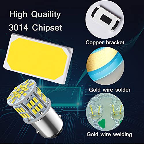 Melphan-Auto 1157 Led Brake Light Bulb, 12V-24V 1157 7528 2357 2057 BAY15D LED Replacement Light Bulb for Brake Tail Light for Car RV Trailer Boat, 54SMD 3014 Chipset White light, 2PCS - Image 4