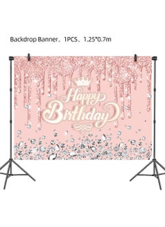 Generic Pink Lotus Rose Gold Diamond Party Tableware Set Background Cloth 1p-Pink Diamond Birthday 