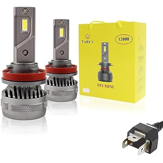 توبيز مجموعة مصابيح أمامية LED من TF3 Mini H49003Hb2 مزودة برقائق LED CSP بقوة 120 واط و12000 لومن، مجموعة مصابيح أمامية LED فائقة السطوع HiLo Beam بدرجة حرارة 5000 كلفن، تصنيف IP65، عبوتان