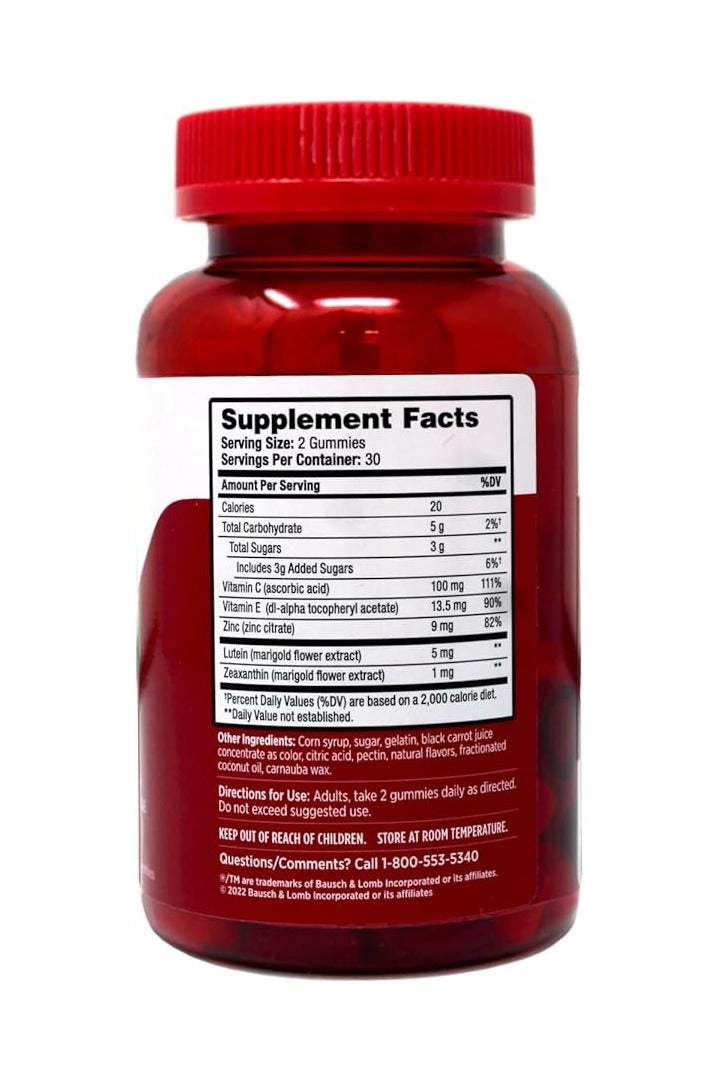 Bausch + Lomb Ocuvite Eye Health Gummies with Lutein, Zeaxanthin and other Antioxidants, 60 Count Bottle - Image 2