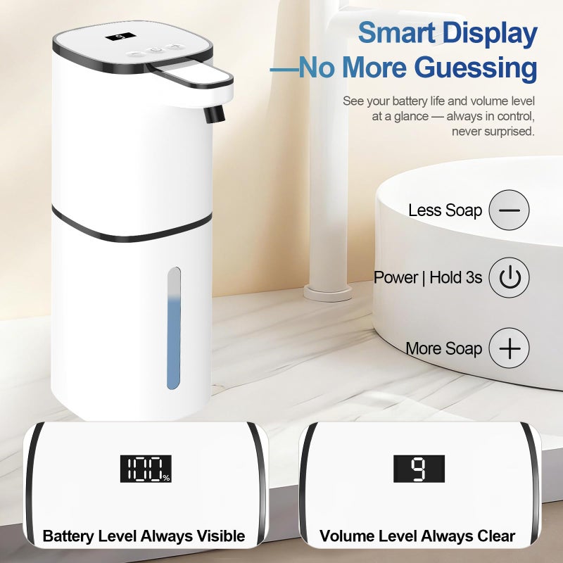Sigerio Automatic Liquid Soap Dispenser, 9 Adjustable Levels, 380ml/12.8oz, Auto Touchless Hand Soap or Dish Soap Dispenser,USB Rechargeable Dispenser,Wall Mount or Tabletop Use for Bathroom Kitchen - Image 4