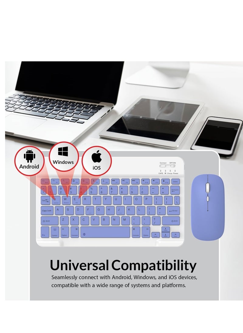 ELTRAZONE - Set of Rechargeable Bluetooth Keyboard and Mouse - Portable Wireless Mouse/Keyboard Set - Android/iOS/Windows - Smart Phone/Tablet/PC - iPhone iPad Pro Air Mini, iPad OS/iOS (WHITE) - Image 1