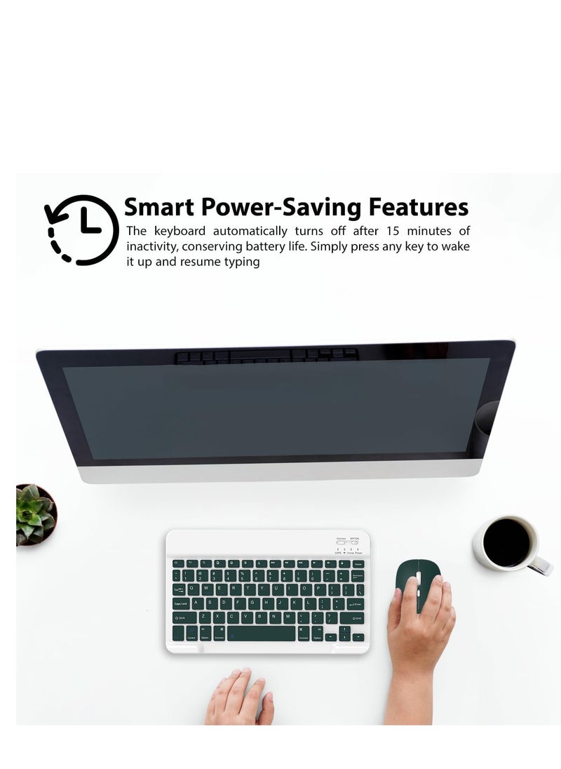 ELTRAZONE - Set of Rechargeable Bluetooth Keyboard and Mouse - Portable Wireless Mouse/Keyboard Set - Android/iOS/Windows - Smart Phone/Tablet/PC - iPhone iPad Pro Air Mini, iPad OS/iOS (WHITE) - Image 1