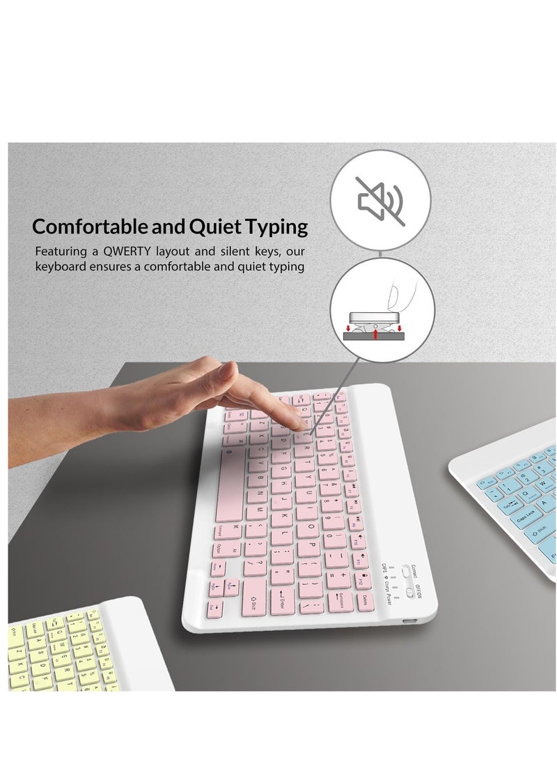 ELTRAZONE - Set of Rechargeable Bluetooth Keyboard and Mouse - Portable Wireless Mouse/Keyboard Set - Android/iOS/Windows - Smart Phone/Tablet/PC - iPhone iPad Pro Air Mini, iPad OS/iOS (WHITE) - Image 1
