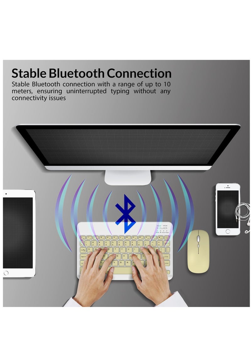 ELTRAZONE - Set of Rechargeable Bluetooth Keyboard and Mouse - Portable Wireless Mouse/Keyboard Set - Android/iOS/Windows - Smart Phone/Tablet/PC - iPhone iPad Pro Air Mini, iPad OS/iOS (WHITE) - Image 1