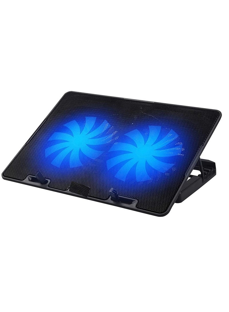 havit HV- F2083 Gaming Laptop Cooling Pad Fan - Modern Design with Powerful Cooling with 2 Fans, Speed up to 1000RPM, Compatible with Laptops up to 17 Inch - USB - Black - Image 1