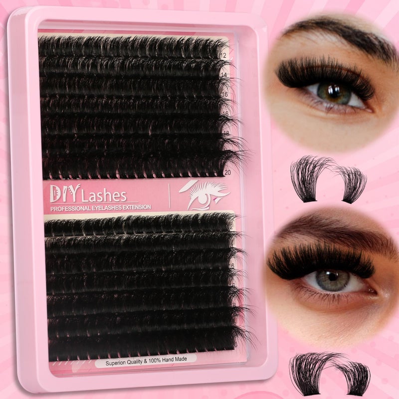 Himirell 280 Pcs Lash Clusters Extensions Kit - 80D 100D 12-20mm Faux Mink Individual Eye Lash Clusters with D Curl Wispy for DIY Lash Extension at Home - Image 1