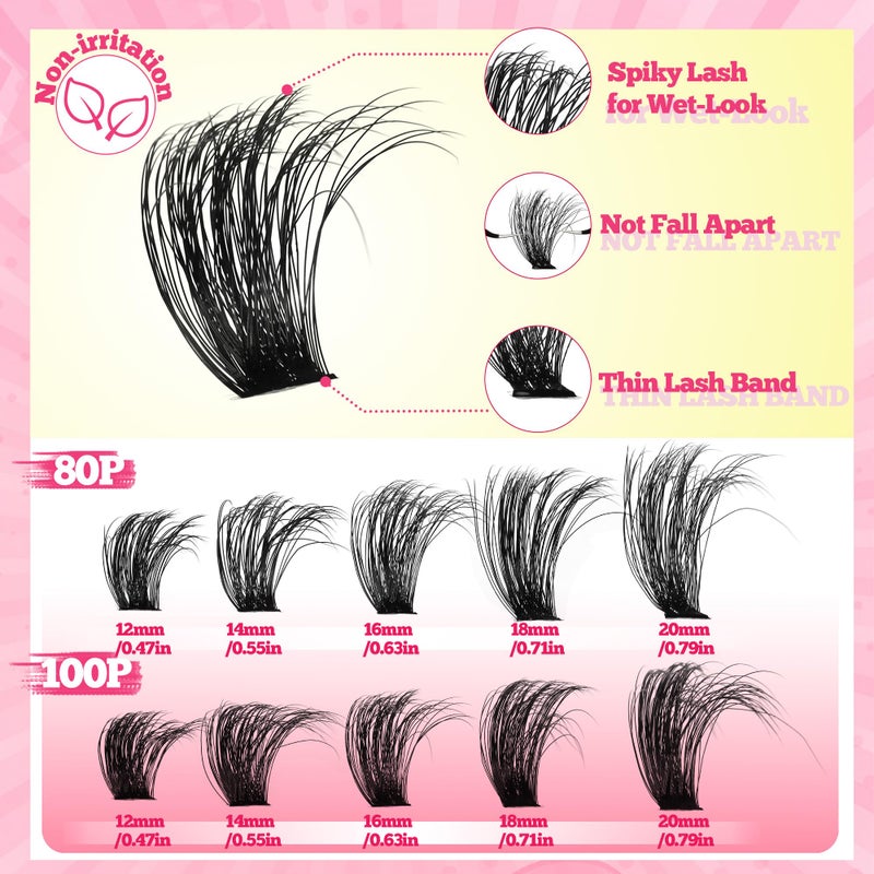 Himirell 280 Pcs Lash Clusters Extensions Kit - 80D 100D 12-20mm Faux Mink Individual Eye Lash Clusters with D Curl Wispy for DIY Lash Extension at Home - Image 5