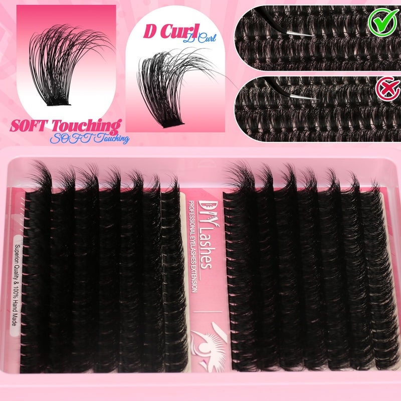 Himirell 280 Pcs Lash Clusters Extensions Kit - 80D 100D 12-20mm Faux Mink Individual Eye Lash Clusters with D Curl Wispy for DIY Lash Extension at Home - Image 4