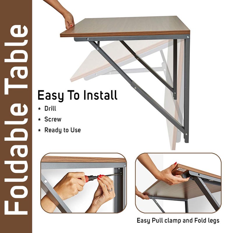 BAYBEE MultiPurpose Floating Desk Folding WallMounted Study Table Desk for Home for Space Saving Dining Working Reading and Writing 60cm x 38cm Small - Image 4