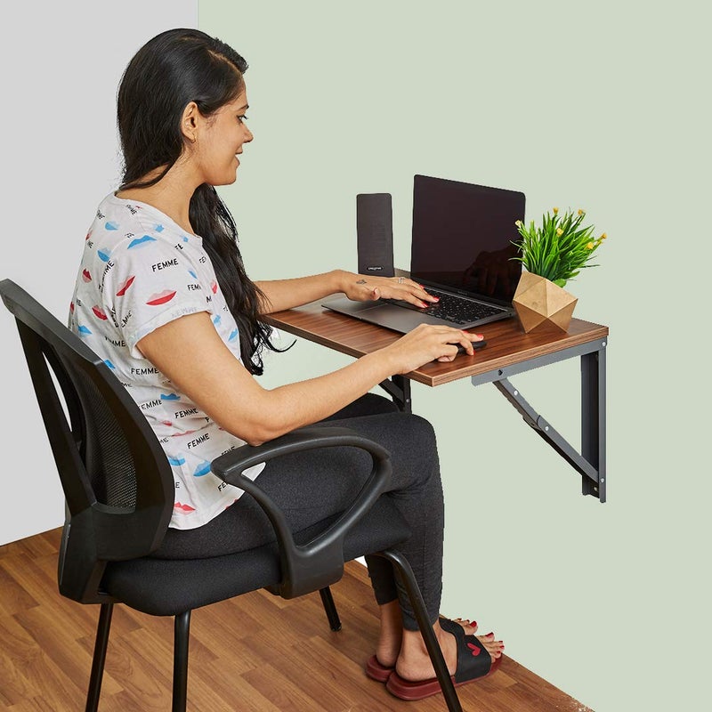 BAYBEE MultiPurpose Floating Desk Folding WallMounted Study Table Desk for Home for Space Saving Dining Working Reading and Writing 60cm x 38cm Small - Image 1