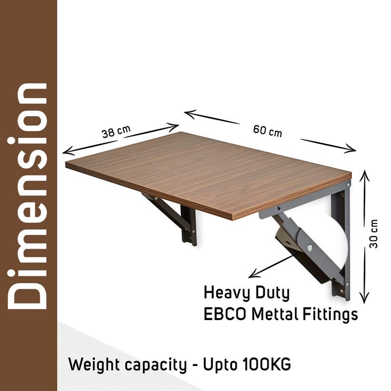 BAYBEE MultiPurpose Floating Desk Folding WallMounted Study Table Desk for Home for Space Saving Dining Working Reading and Writing 60cm x 38cm Small - Image 2