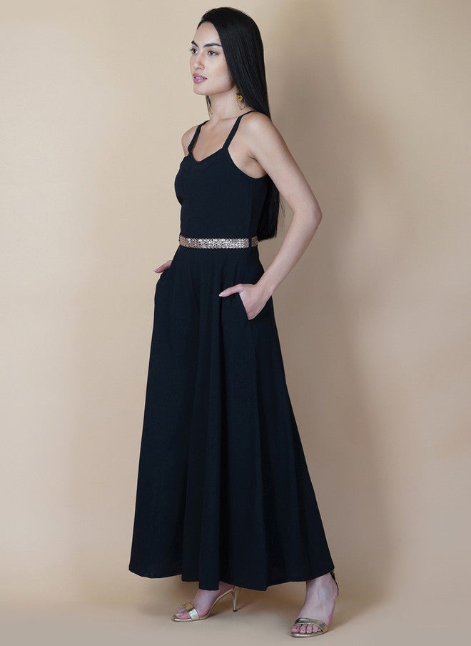 RAASSIO جمبسوت كولوت أسود مع حزام للنساء - Image 4