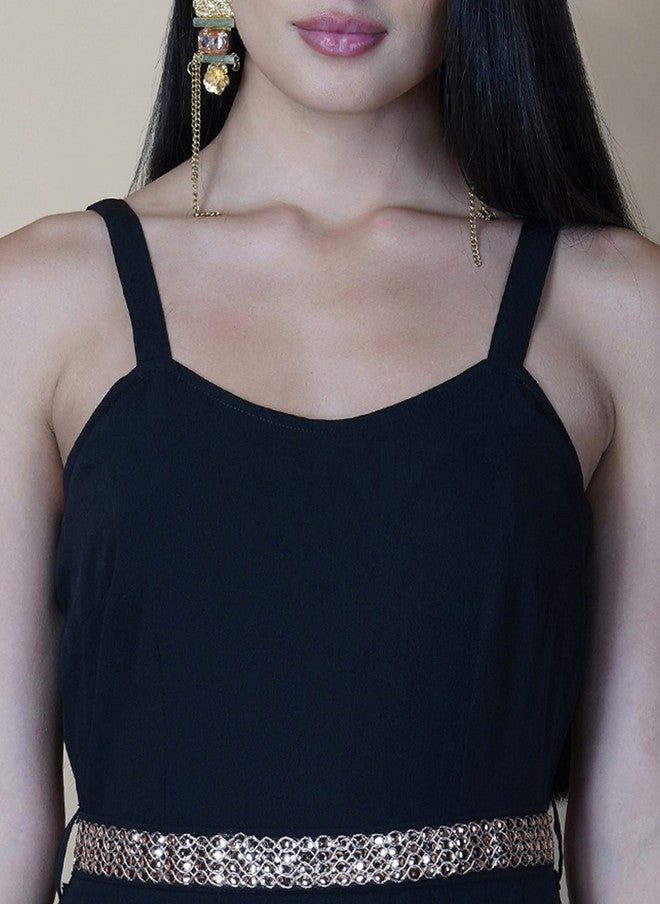 RAASSIO جمبسوت كولوت أسود مع حزام للنساء - Image 2