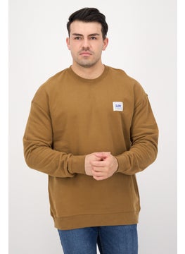 LEE Men Crew Neck Long Sleeves Workwear Sweatshirt, Dark Brown  - Image 1