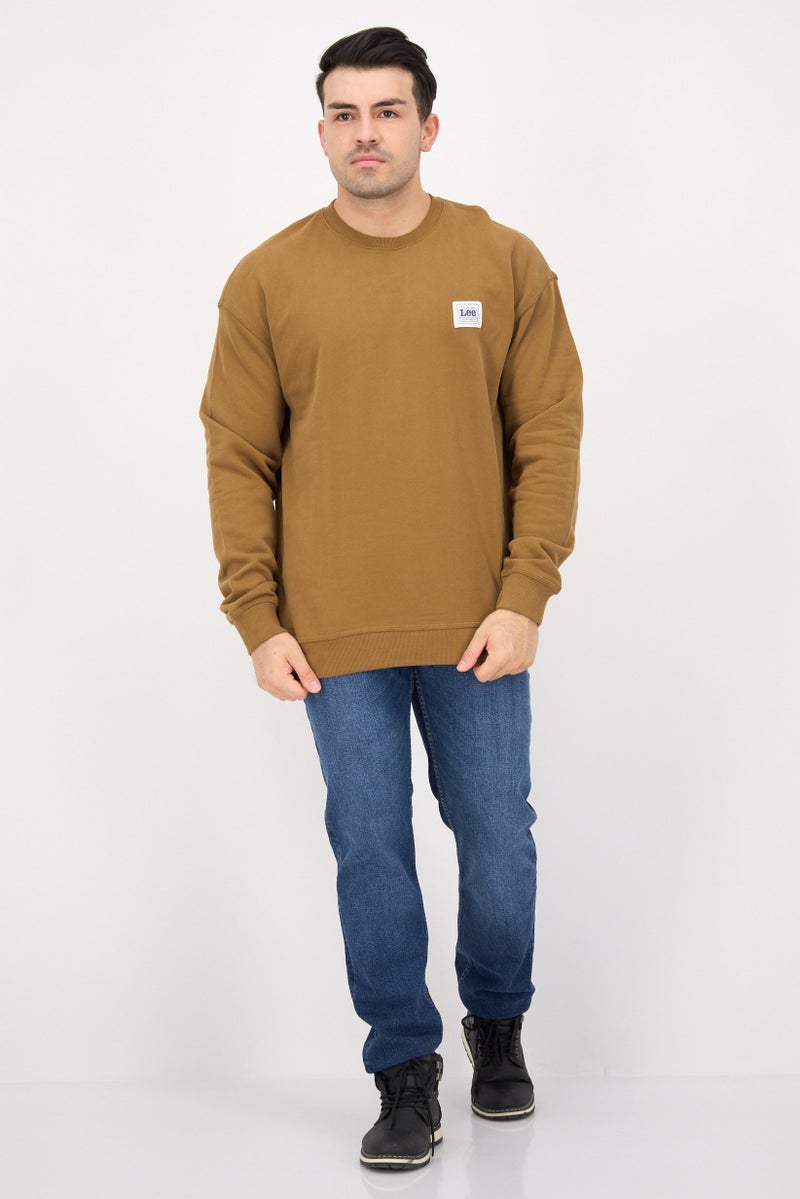 LEE Men Crew Neck Long Sleeves Workwear Sweatshirt, Dark Brown  - Image 4