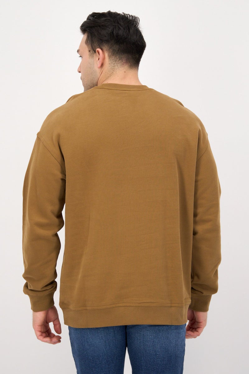 LEE Men Crew Neck Long Sleeves Workwear Sweatshirt, Dark Brown  - Image 3