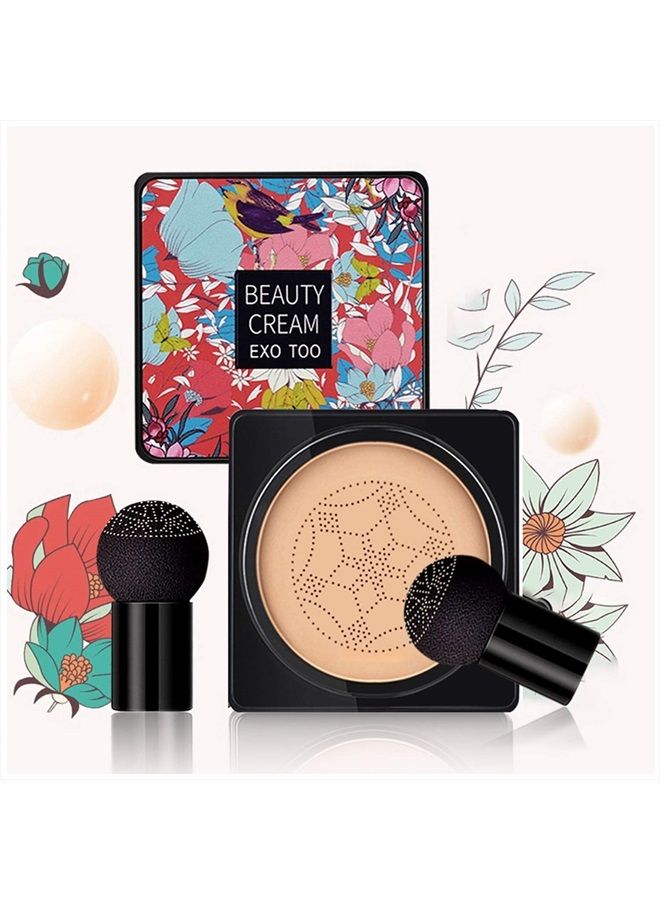 NUIBO Air Cushion CC Cream Foundation Moisturizing Long Lasting Matte Concealer Light Weight Smoothly Water Proof Makeup Base Liquid Foundation with 2PCS Mushroom Head【Natural/Unscrew Lid】  - Image 1