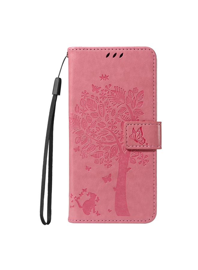 S-TOP Case For OPPO Reno13 5G Global Tree & Cat Embossed Pattern Flip Leather Phone Case - Image 2