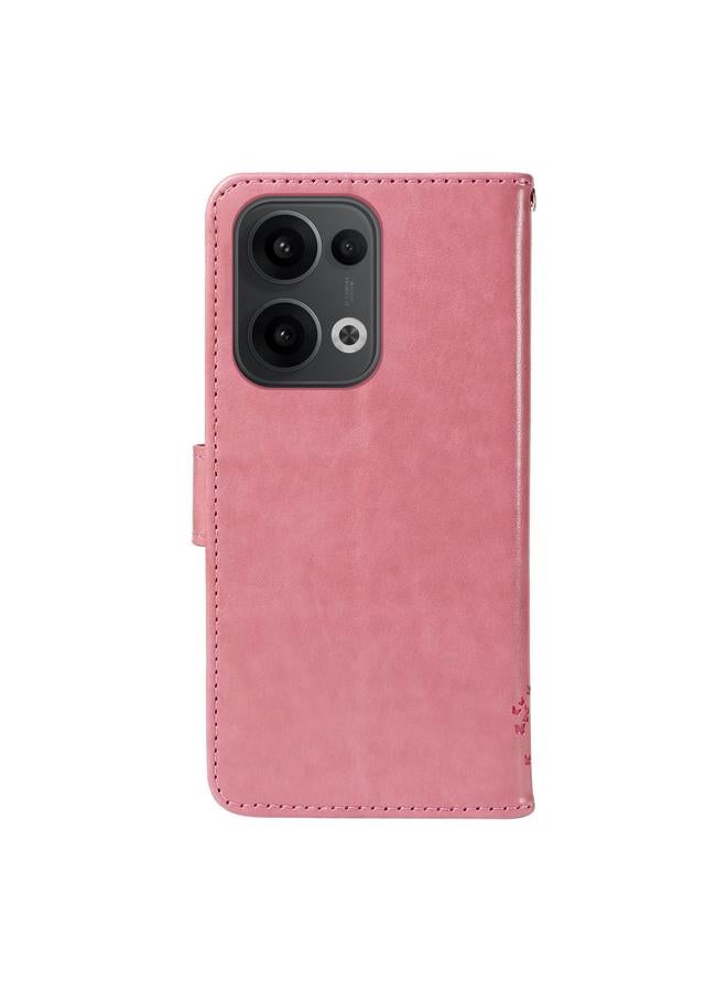 S-TOP Case For OPPO Reno13 5G Global Tree & Cat Embossed Pattern Flip Leather Phone Case - Image 3
