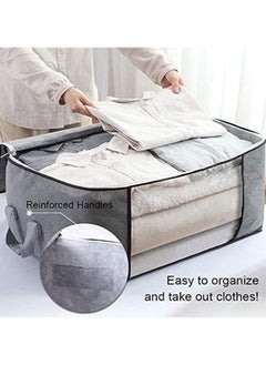 Bukela 5 Pack 60×40cm Large Storage Bags, Clothes Storage Bins Foldable Closet Organizers Storage Containers with Durable Handles Thick Fabric for Blanket Comforter Clothing Bedding 90L  - Image 2