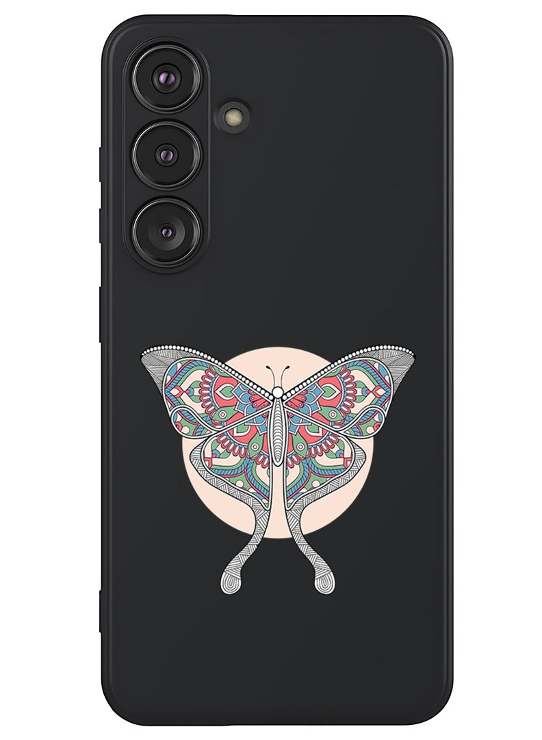 Theodor Protective Slim Fit Case Liquid Silicone Cover with Full Body Protection Anti-Scratch Shockproof Case For Samsung Galaxy S25 Plus (Black) - Buterfly - Image 1