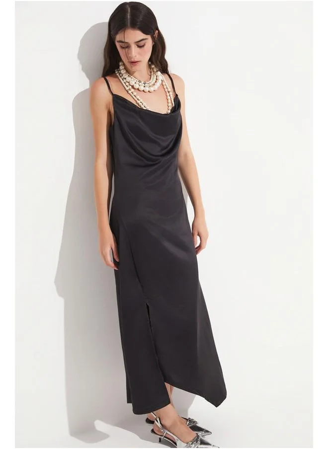 جون Satin Cowlneck Dress