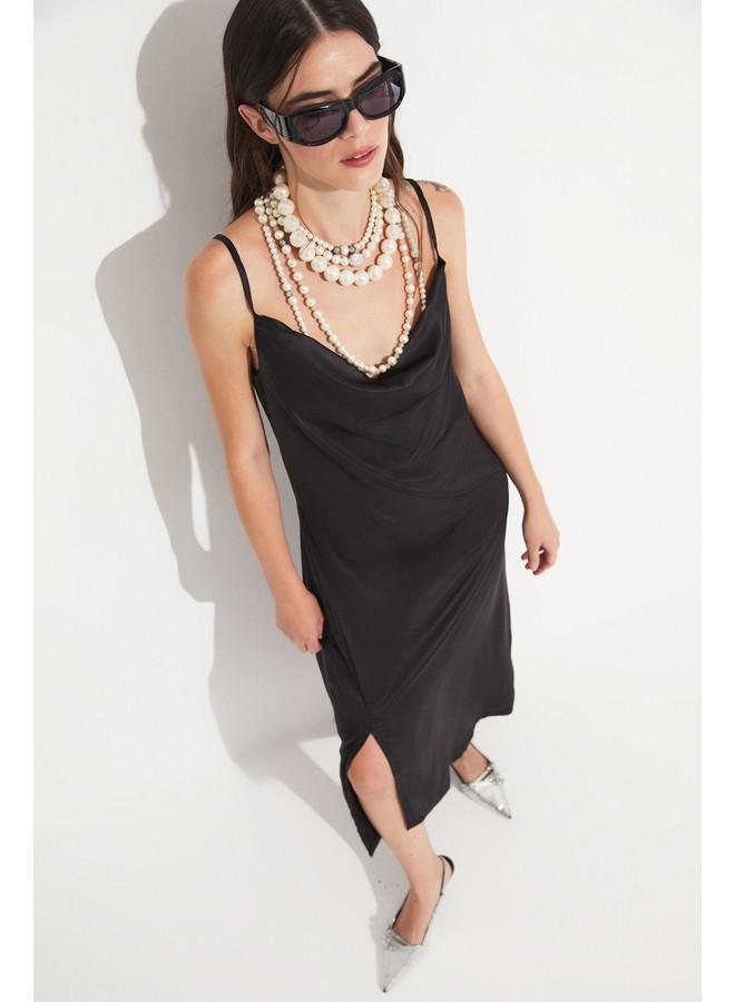 جون فستان ساتان بياقة ملتفة - Image 2