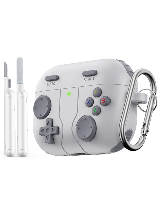 O Ozone Silicone Case for AirPods Pro 3 Case | Shockproof Protective 3D Game Console Design Silicone Protective Cover with Keychain for Airpods Pro 3-Grey - Image 1