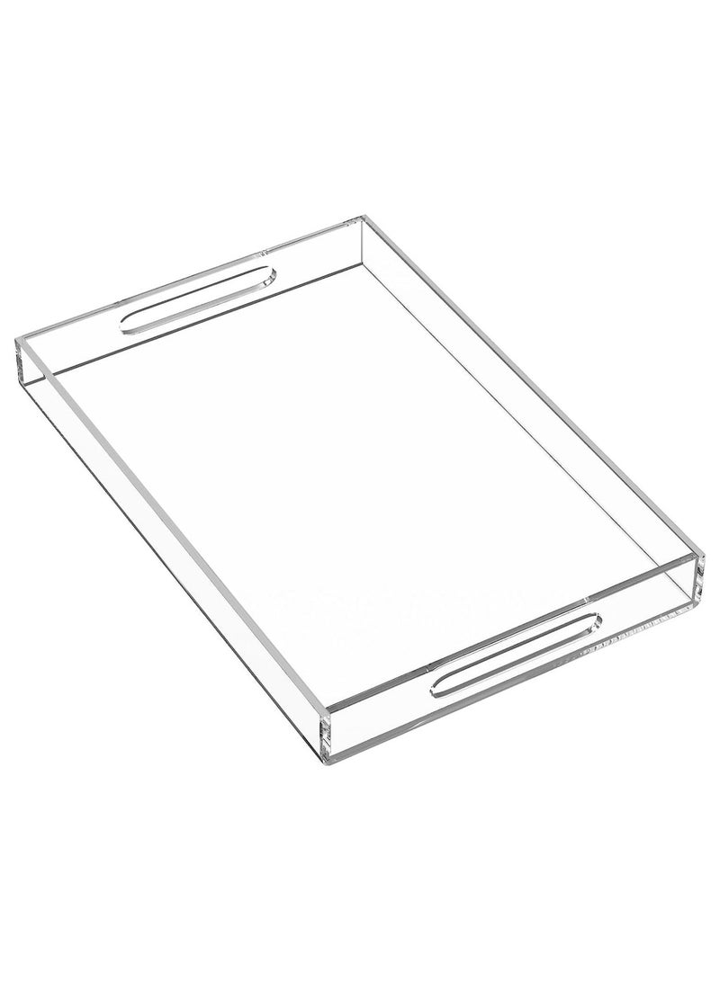 تي بي جي بي صينية أكريليك شفافة بقياس 11x14 بوصة ، صينية أكريليك مستطيلة للتزيين المنزلي، الحفلات، العثماني، المكياج، التجميل، صينية تقديم مقاومة للتسرب. - Image 1