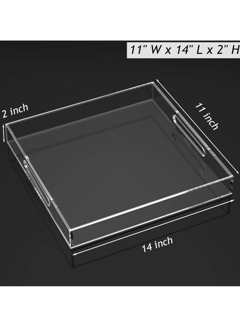 تي بي جي بي صينية أكريليك شفافة بقياس 11x14 بوصة ، صينية أكريليك مستطيلة للتزيين المنزلي، الحفلات، العثماني، المكياج، التجميل، صينية تقديم مقاومة للتسرب. - Image 3