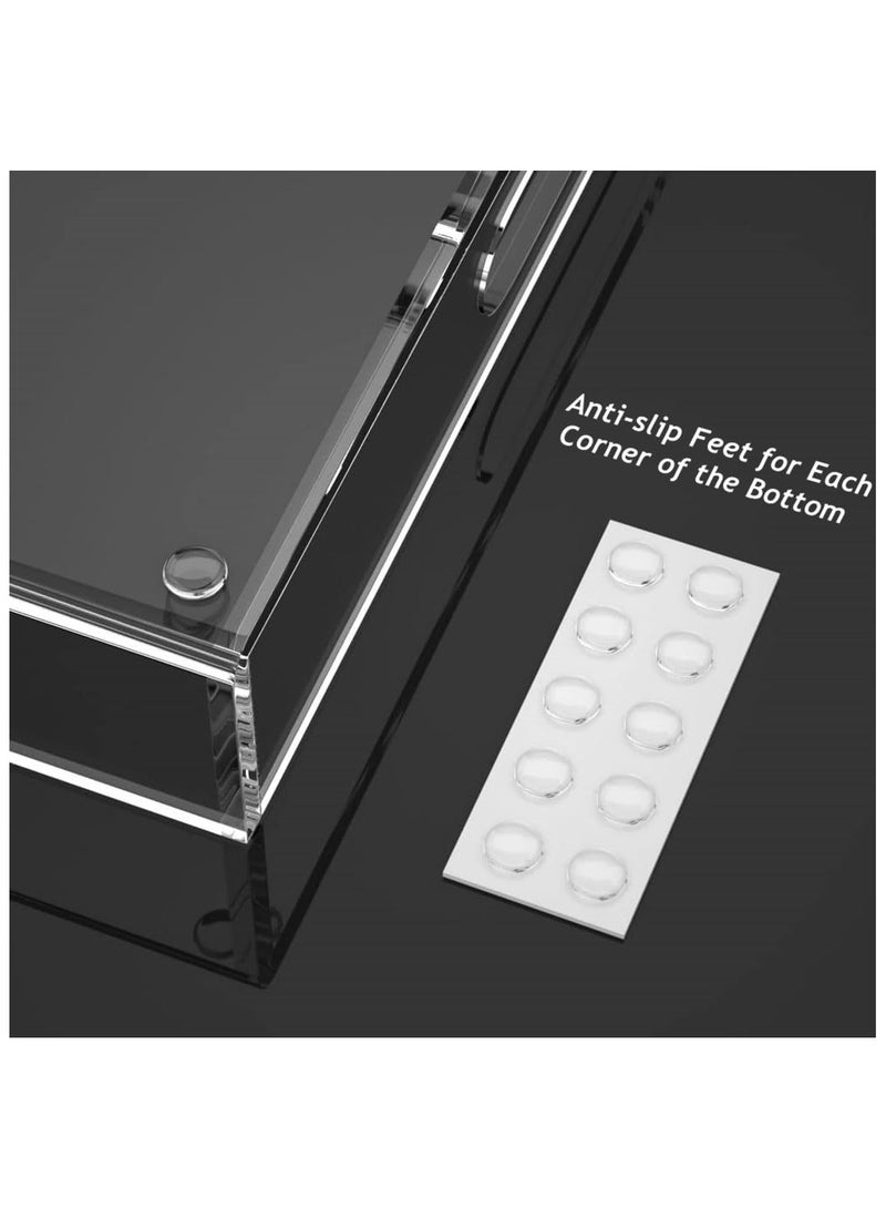 تي بي جي بي صينية أكريليك شفافة بقياس 11x14 بوصة ، صينية أكريليك مستطيلة للتزيين المنزلي، الحفلات، العثماني، المكياج، التجميل، صينية تقديم مقاومة للتسرب. - Image 2