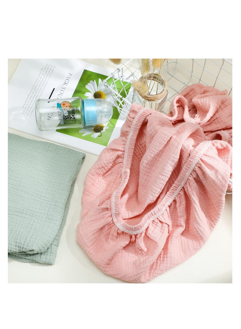 Captaintech 2 Pack Baby Bassinet Sheets Cotton Fitted Unisex for Boys and Girls Cradle Moses Basket Green and Pink - Image 5