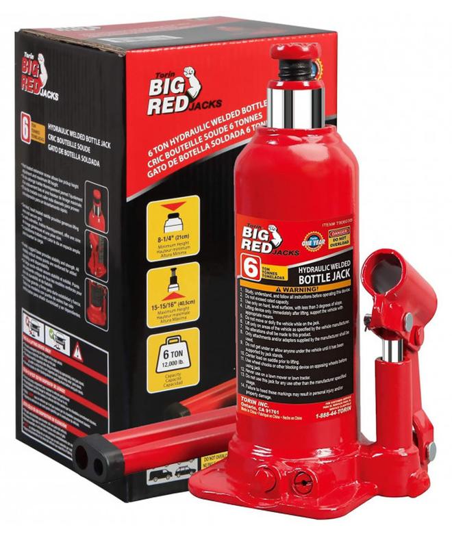 BIG RED جاك زجاجة هيدروليكي ملحوم تورين T90603B باللون الأحمر، سعة 6 طن (12,000 رطل)