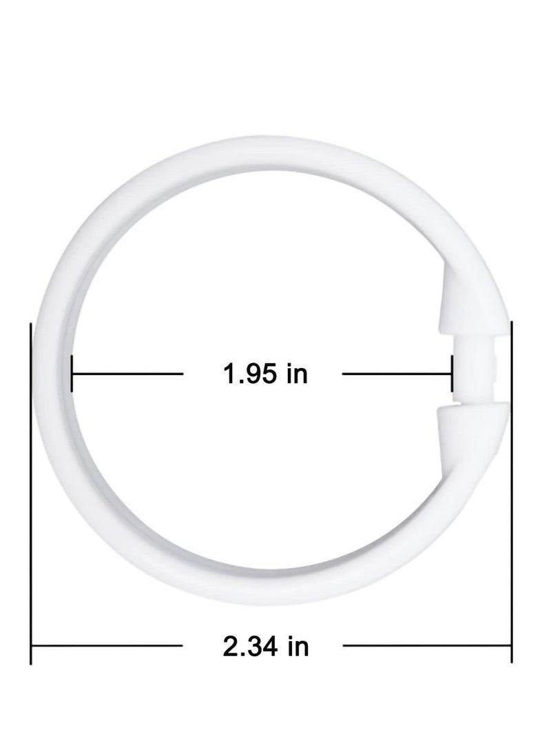 SYOSI 12 PCS White Plastic Shower Curtain Rings, Easy Snap Closure Shower Curtain  - Image 3