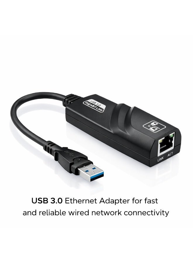 USB Ethernet Adapter Usb 3.0 To 10/100/1000 Network Rj45 Lan Wired Adapter For Nintendo Switch, Wii, Wii U, Macbook, Chromebook, Windows 10, 8.1, Mac Os, Surface Pro Black - Image 1