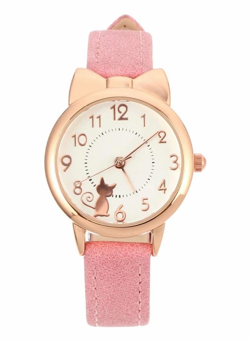 يراقب فتيات الكوارتز للأطفال- مقاوم للماء لطيف مع نمط كاتونيا القط ، وينغنز حركة اليابانية أطفال - Image 1