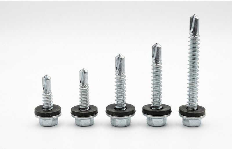 Jupiter SDS Hex Washer Head Stainless Steel Screws (14x2' inch) Bonded EPDM Washer, Slotted Hex Head Box of 270 pieces - Image 2