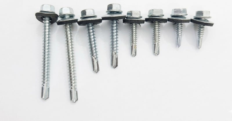 Jupiter SDS Hex Washer Head Stainless Steel Screws (14x2' inch) Bonded EPDM Washer, Slotted Hex Head Box of 270 pieces - Image 1