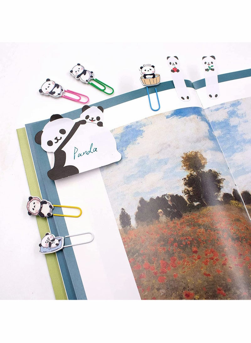 Zikra 30Pcs Panda Paperclip Bookmarks, 3 Set Cute Panda Bookmark Clips with 1 Sheet Panda Sticky Notes, Funny Paperclips Bookmarks Planner Clips of Animal, for Office Supplies Coworkers Gifts - Image 4