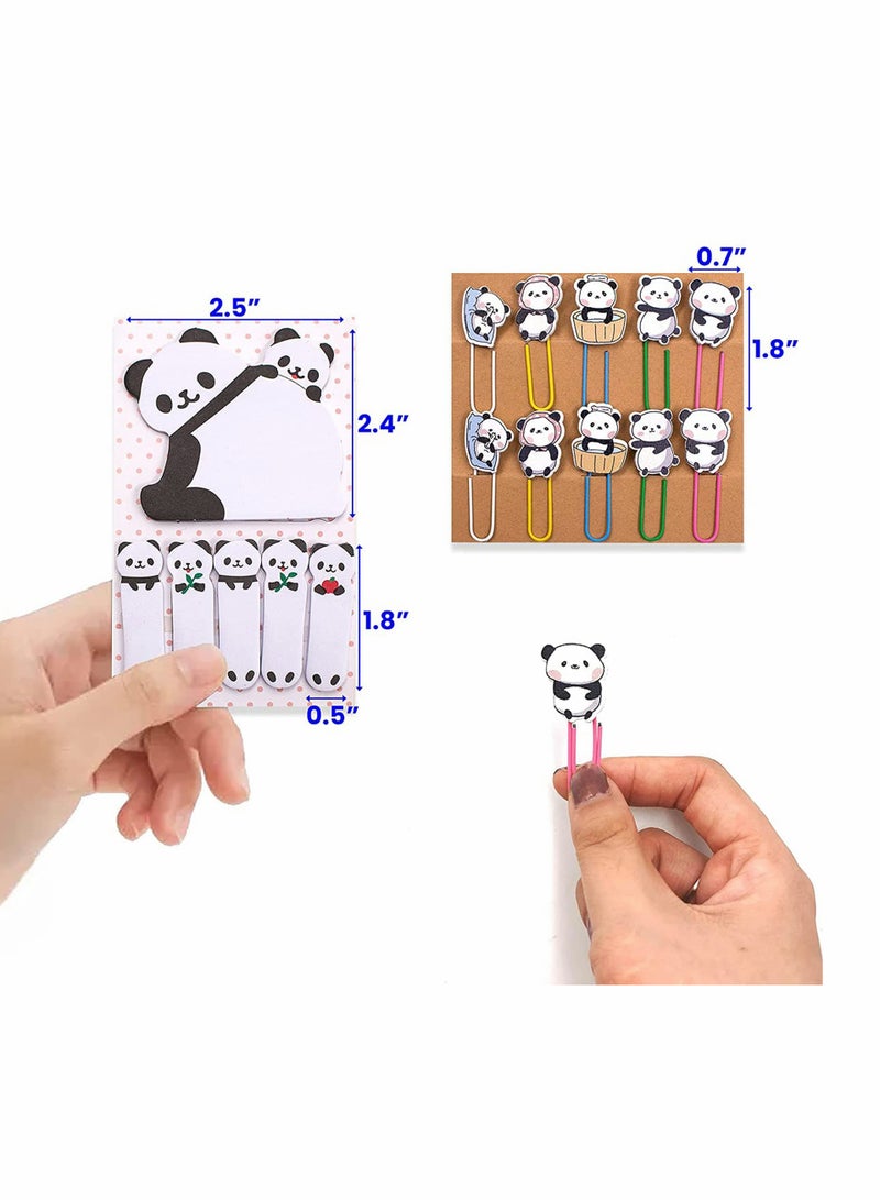 Zikra 30Pcs Panda Paperclip Bookmarks, 3 Set Cute Panda Bookmark Clips with 1 Sheet Panda Sticky Notes, Funny Paperclips Bookmarks Planner Clips of Animal, for Office Supplies Coworkers Gifts - Image 5