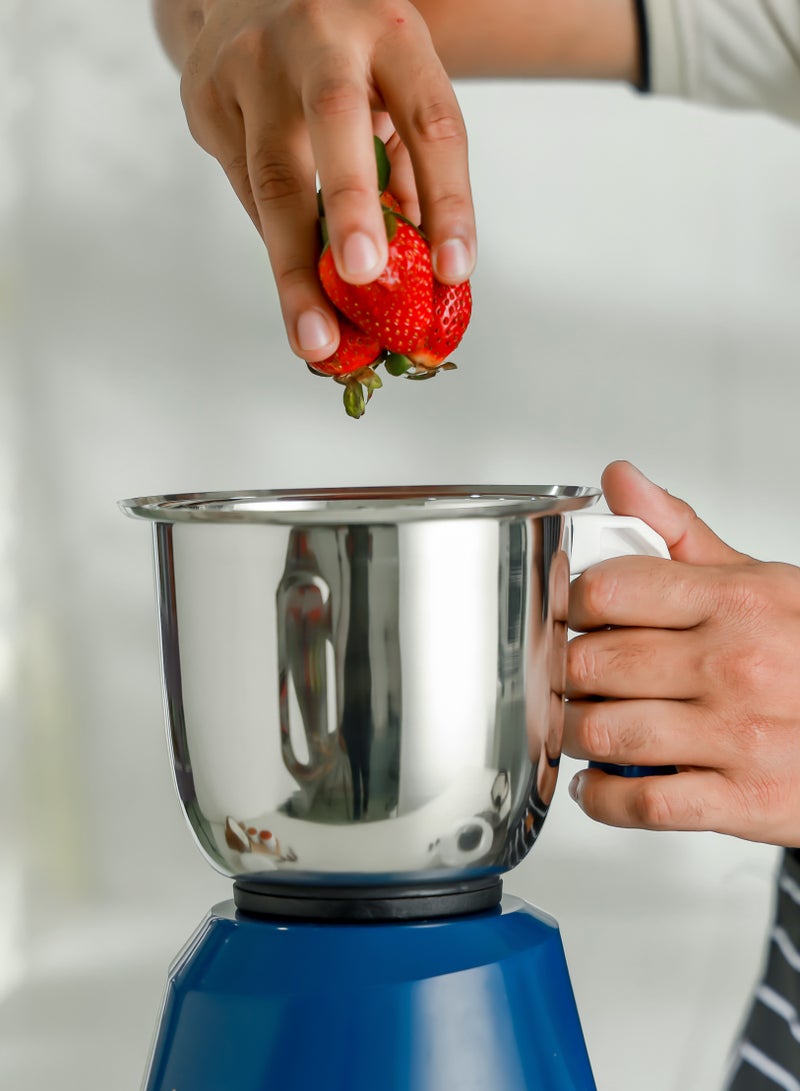 GEEPAS 3-IN-1 Mixer Grinde, Powerful Copper Motor with Stainless Steel Jars (1.5 L, 1.0 L, 0.5 L) and Blades, ABS Body and Unbreakable PC Dome Lid| Ergonomic Design with Motor Overload Protector| 3 Jars, 3 Speed Setting with Incher 1200 W GSB44088 White/Blue - Image 5