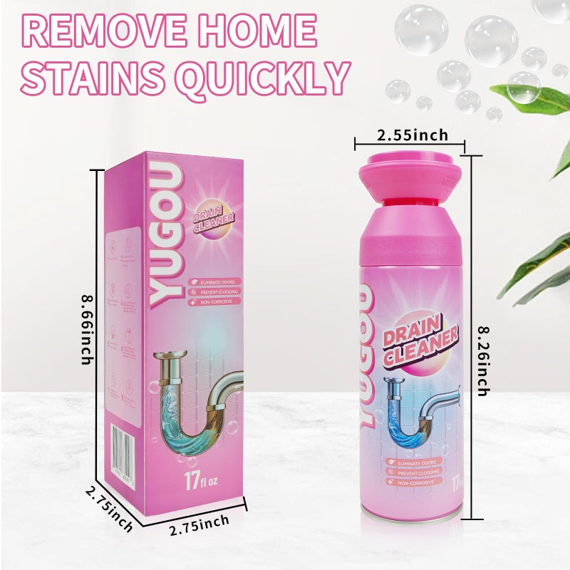 Yugou Foaming Drain Cleaner, Sink Cleaner and Deodorizer, Drain Clog Remover for Kitchen Sinks, Shower Drains, Tubs (2pcs) - Image 3