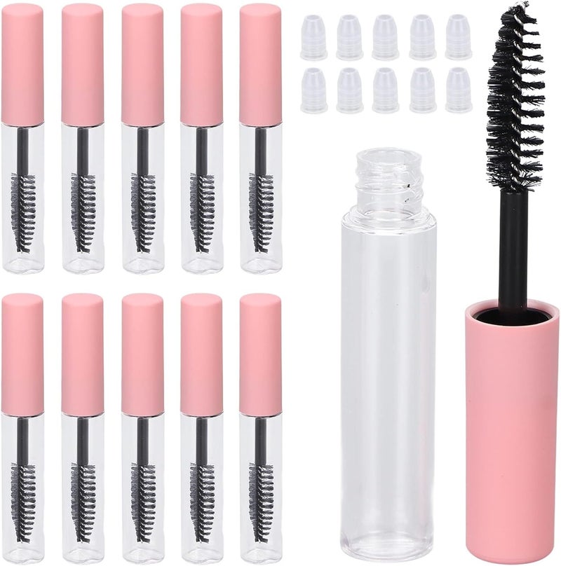 10Pcs Empty Mascara Tube and Wand 5ml Clear Refillable Empty Mascara Tube Bottle with Eyelash Wand Portable DIY Eyelashes Mascara Cosmetic Container Bottle for Eyelash Growth Oil and More