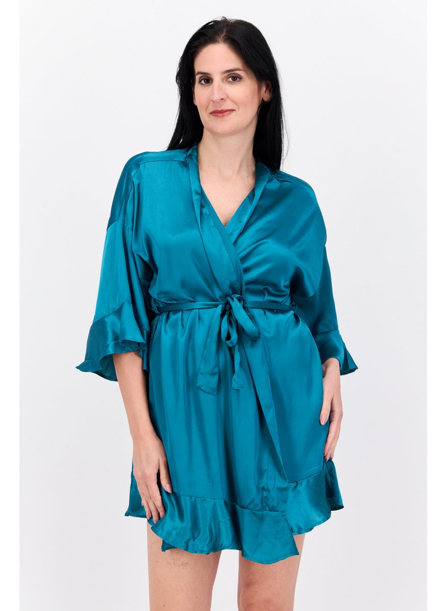 Women Short Sleeves Satin Kimono Sleepwear, Teal - pzsku/ZBAB422A658C1E5B2F6D8Z/45/_/1737642006/12ccd4a4-bdc0-4ace-b976-3bd37d8468b7